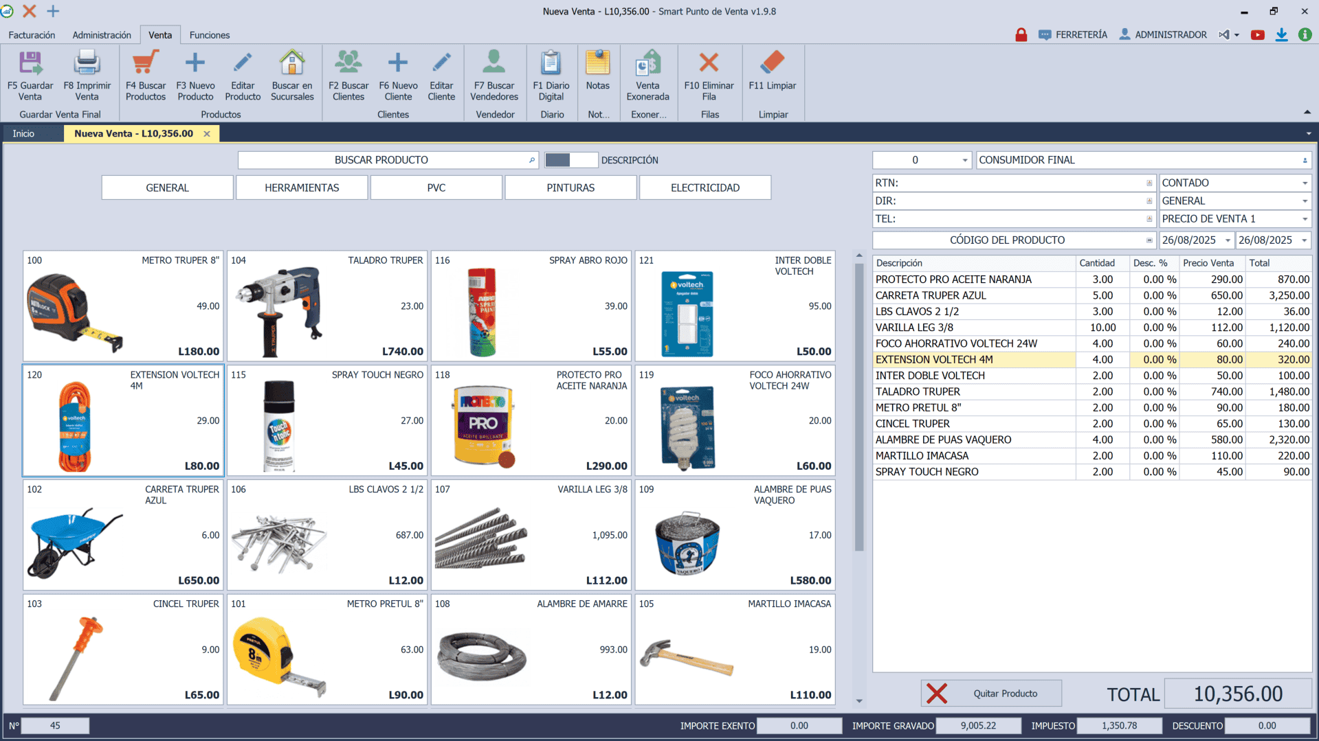 pos-ventas-ferreterias Captura de pantalla de ventas para ferreterías en Smart Punto de Venta