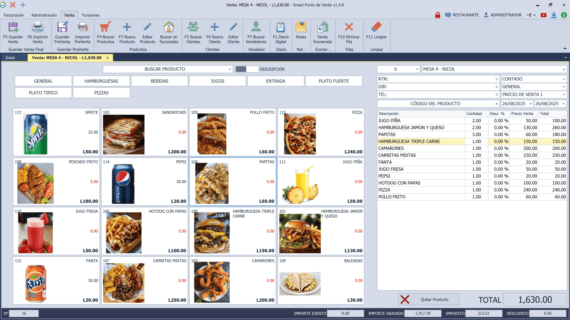 pos-ventas-restaurantes Captura de pantalla de ventas para restaurantes en Smart Punto de Venta